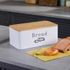 Bamboo Lid Metal Bread Box