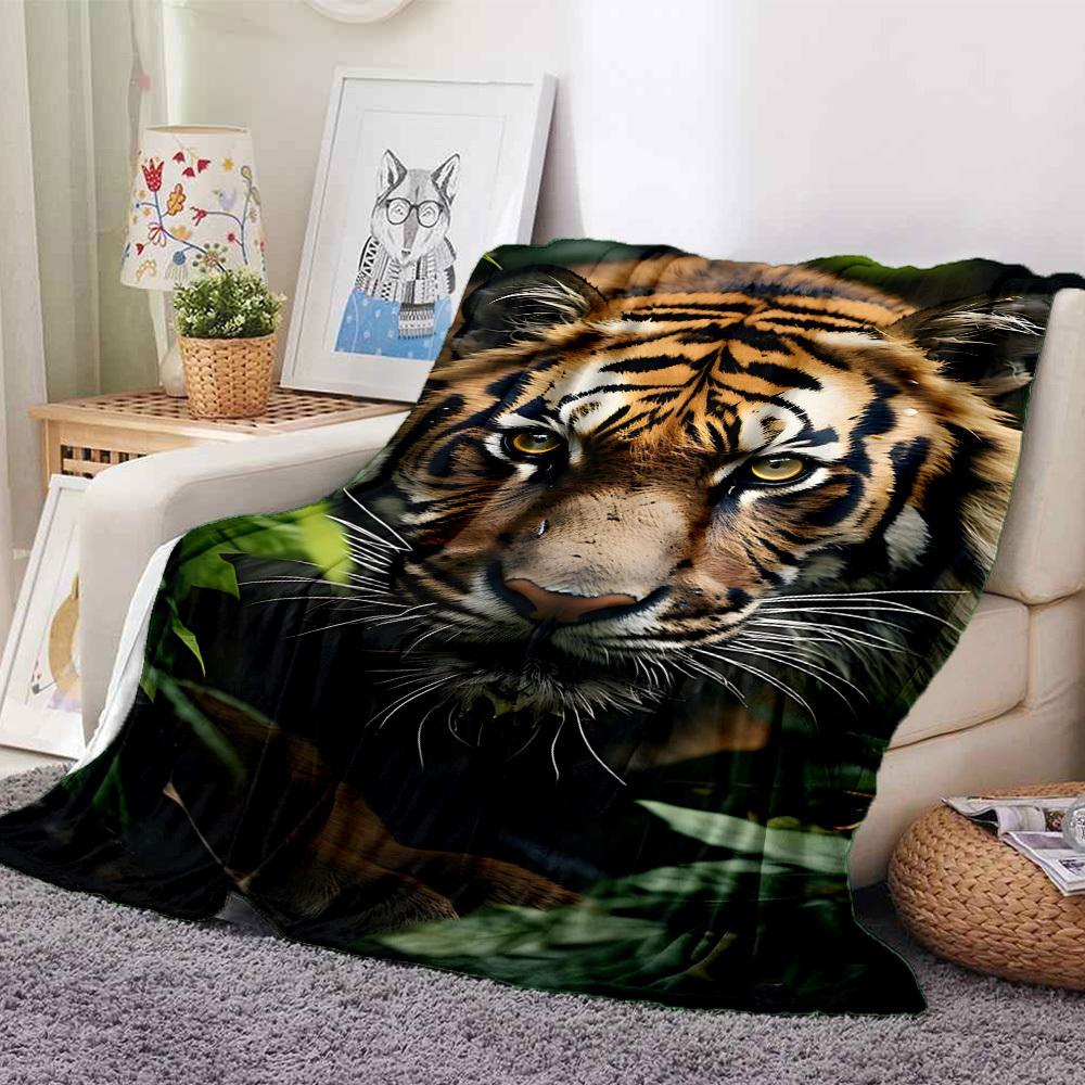 1pc Tiger Print Blanket Warm, Cozy, And Soft, Suitable for Sofas, Beds, Cars, And Office Use.Perfect for Camping And Travel, Making It a Great Gift Fo