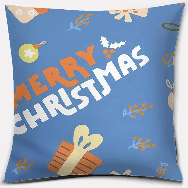 Christmas Themed Throw Pillow Cover with Short Plush Print for Living Room Decoration Cushion Cover Pillow Covers Decorative
