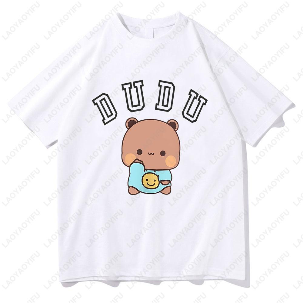 Kawaii Bubu Dudu Panda Bear Graphic T-shirts Summer Women/Men Cotton Tees Cartoon Cute Printing Couple Tshirts Casual Girls Tops