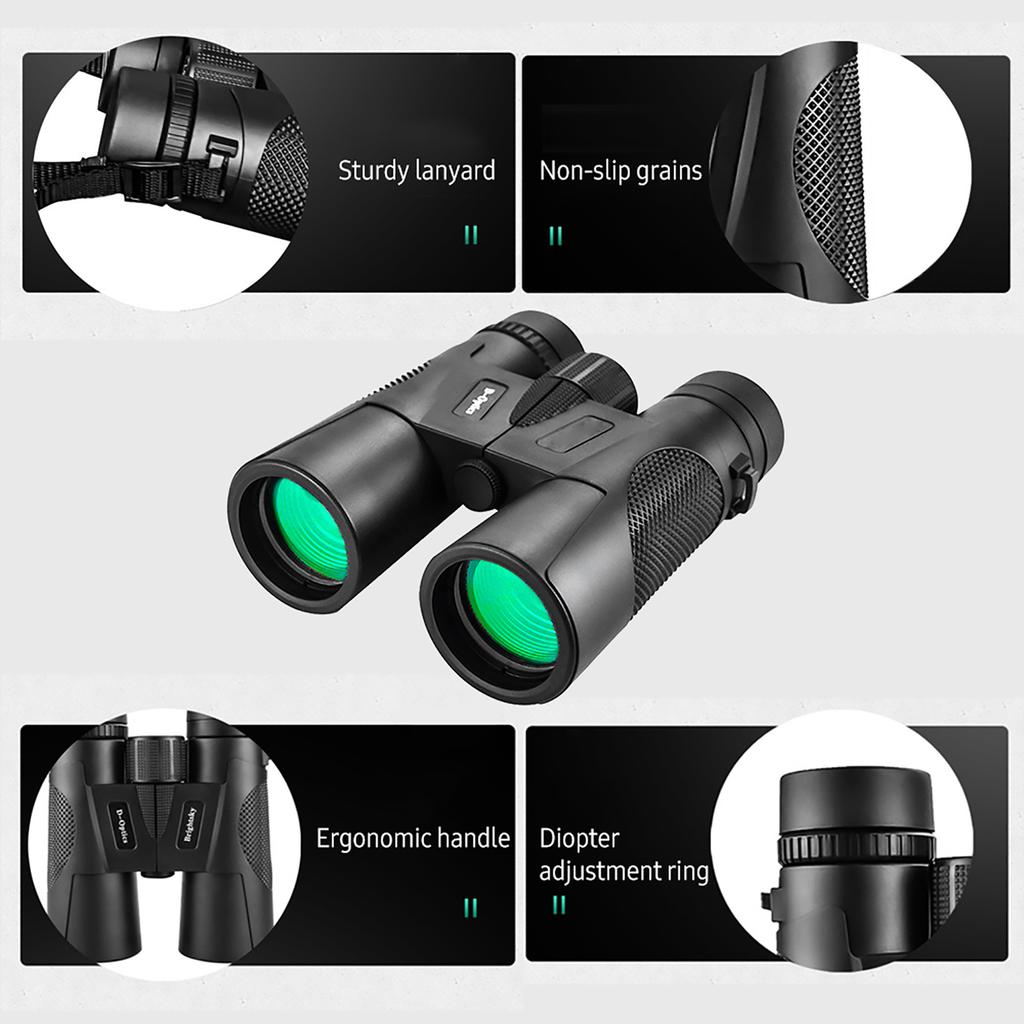 12*42 HD Zoom Binoculars Low Light Level Night Vision Binocular BAK4 Prism Long Distance Telescope with Diopter Ring