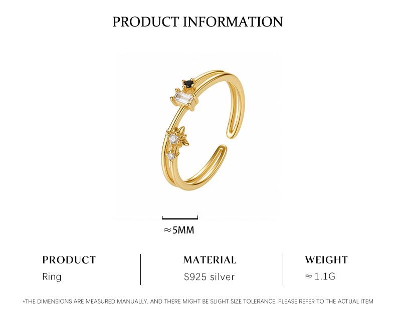 European-inspired Geometric Zircon Ring, S925 Sterling Silver, Versatile Index Finger Design for Women