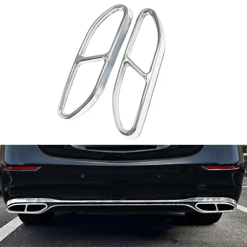 Black / Silver Rear Dual Exhaust Pipe Sticks Covers For Mercedes Benz S class W221 W222 C217 A217 S400L S450L S500L