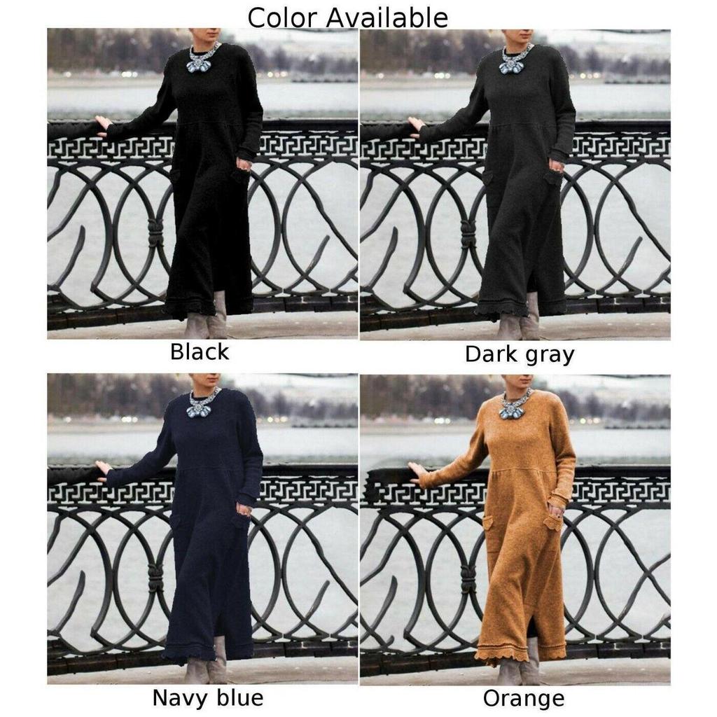 Rochie de toamnă tricotată cu dantelă și lână, mărime mare, largă
