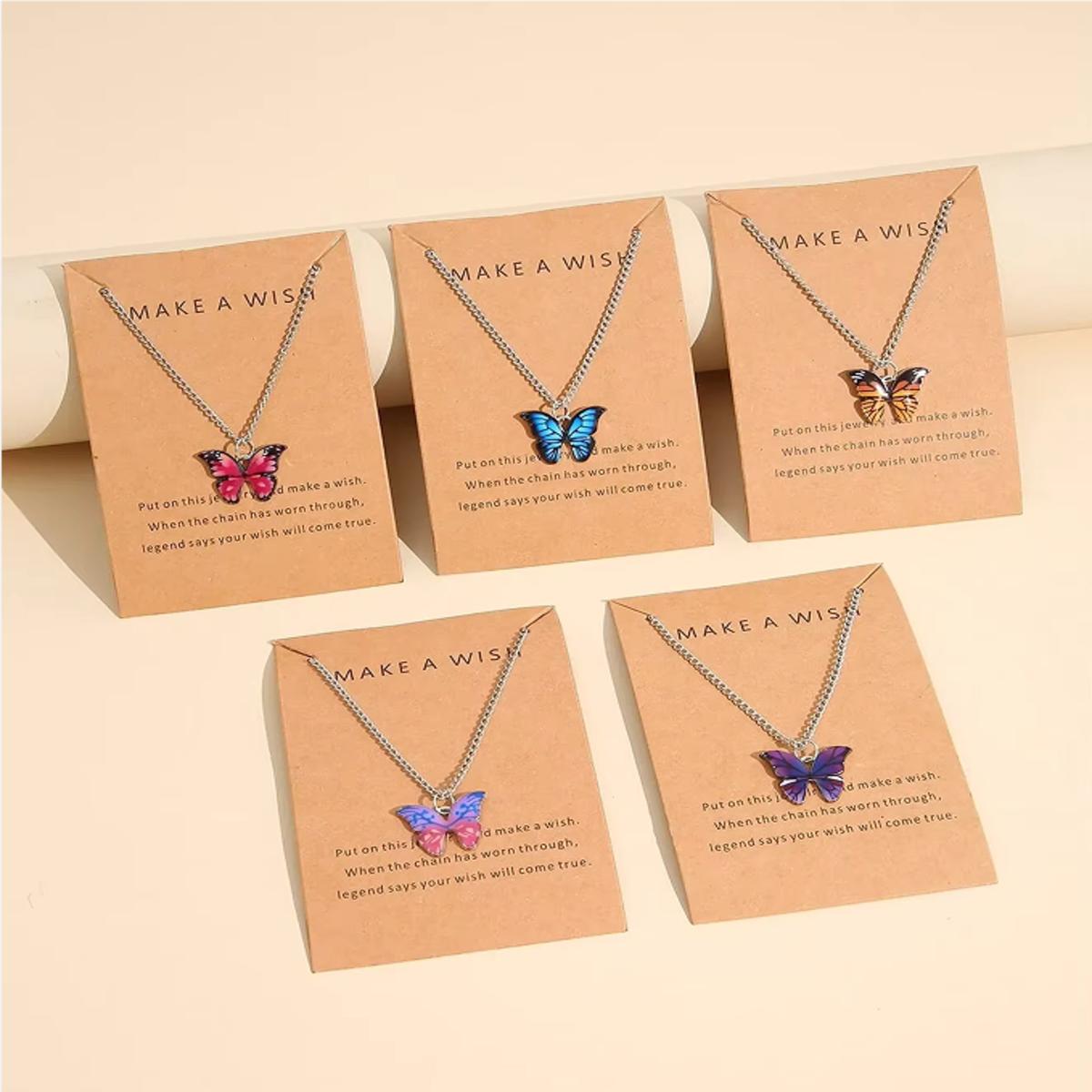 

5 шт./компл. модный винтажный стиль женский комплект ожерелий новый кулон бабочка комплект ожерелий подарок для женщин милые украшения на шею