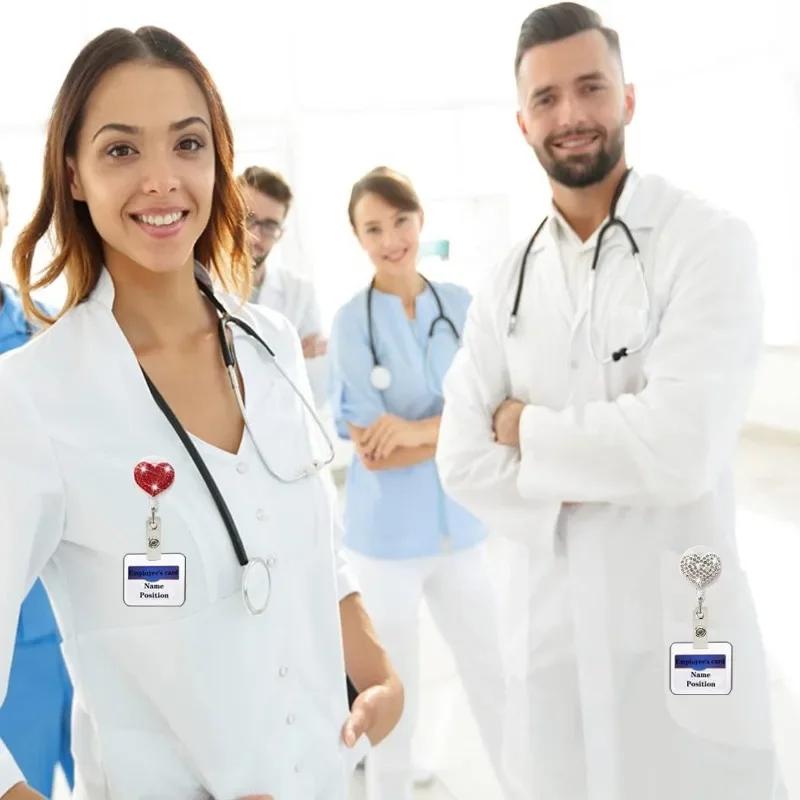 1PC zatahovací móda Roztomilé červené srdce odznak pro sestru naviják klip na odznak Držák na průkaz studenta doktora Klíčenka Kancelářské potřeby