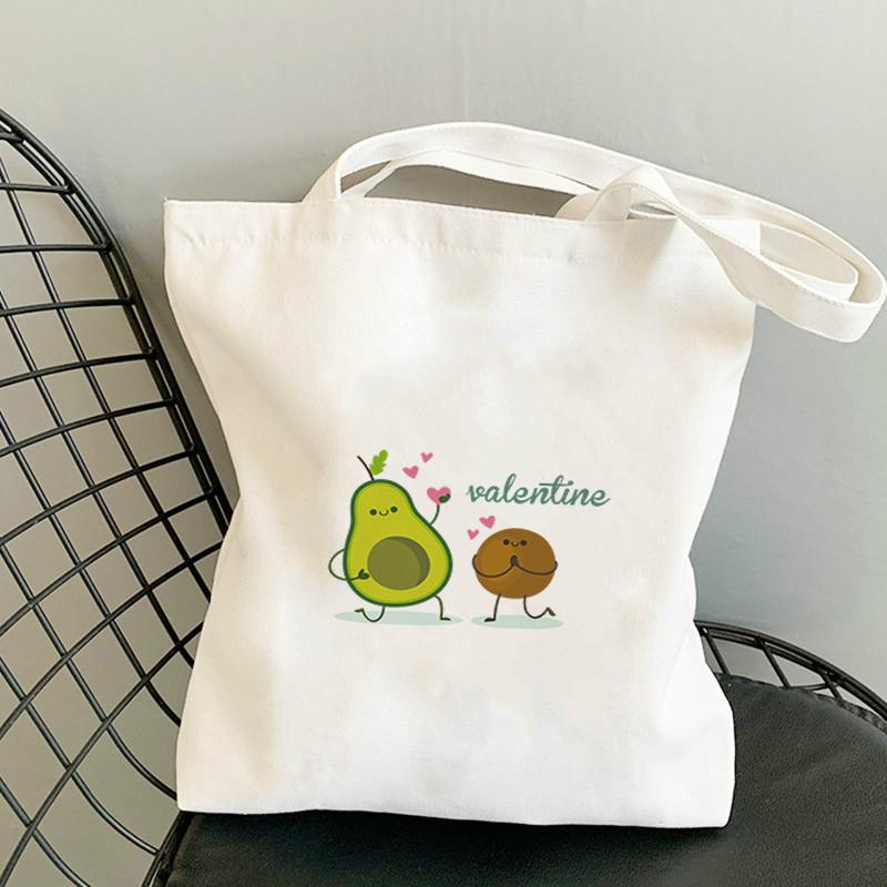 Avocado Bags 2021 Tote for Women Canvas Summer Shopper Bag Women's Handbag Designer Handbags Fabric Printed Shoping Anime Woman