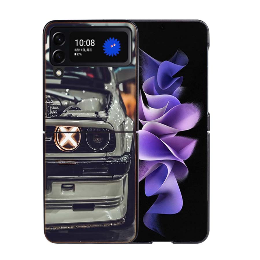 Car for B- Bmwes-S E30 Phone Case For Samsung Z Flip 7 6 5G Galaxy Z Flip4 Z Flip5 Z Flip3 Coque Black Hard PC Shell Protective