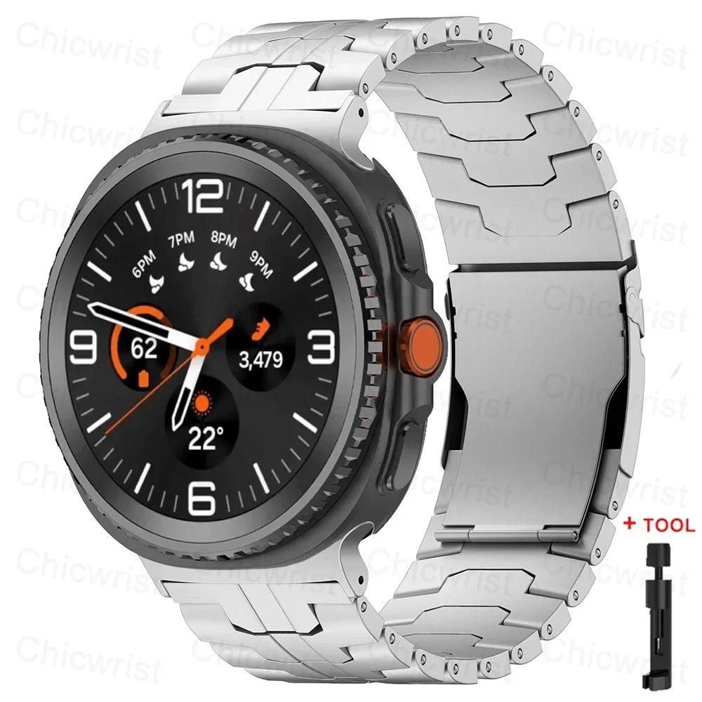 

Titanium Luxury Strap for Samsung Galaxy Watch 8 40mm 44mm Ultra2 Business Bracelet for GALAXY WATCH 8 Classic Bands Accessories For Galaxy 8 Classic серебряный