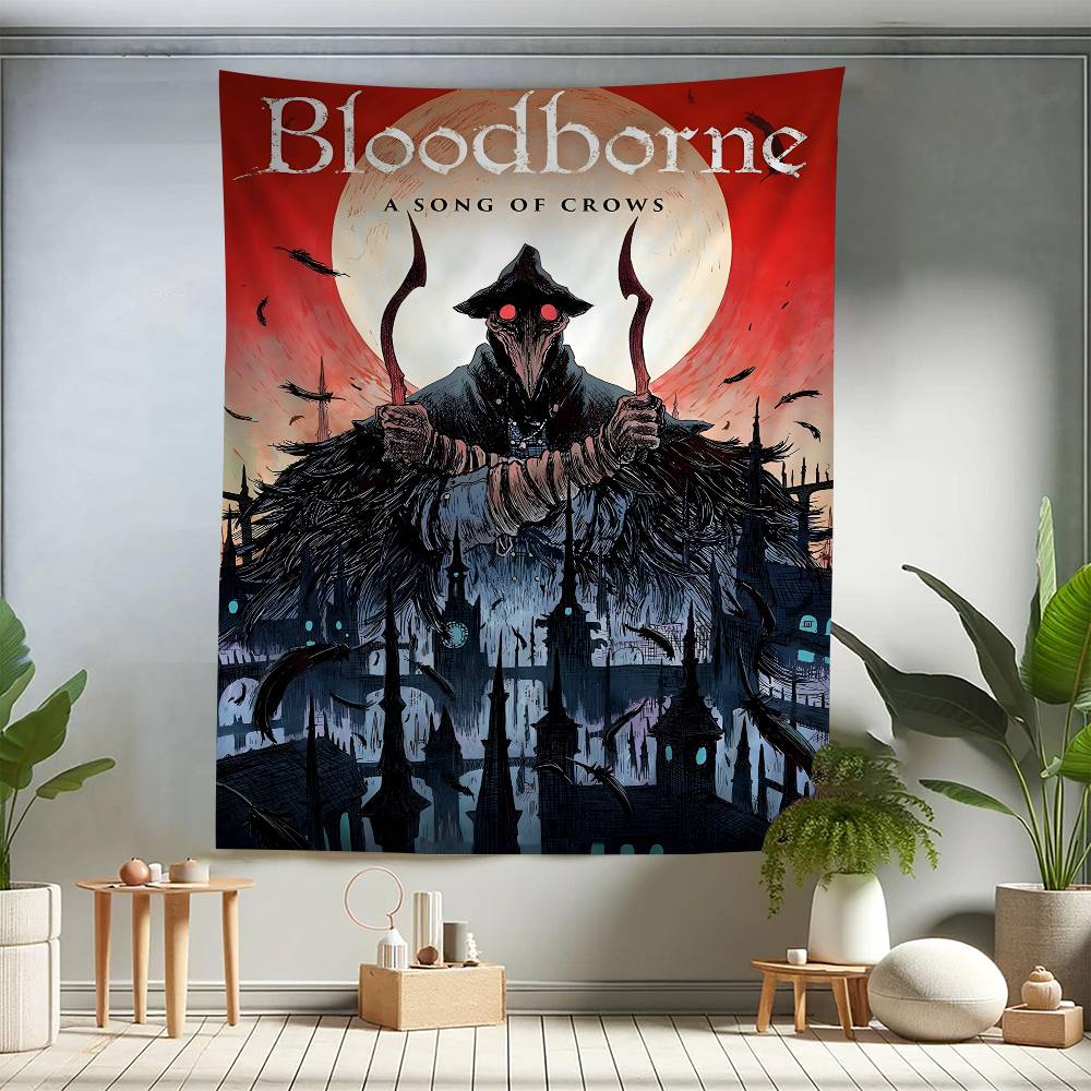 Dark Hunter BBloodborne Game Anime Tapestry Hanging Tarot Hippie Wall Rugs Dorm Home Decor