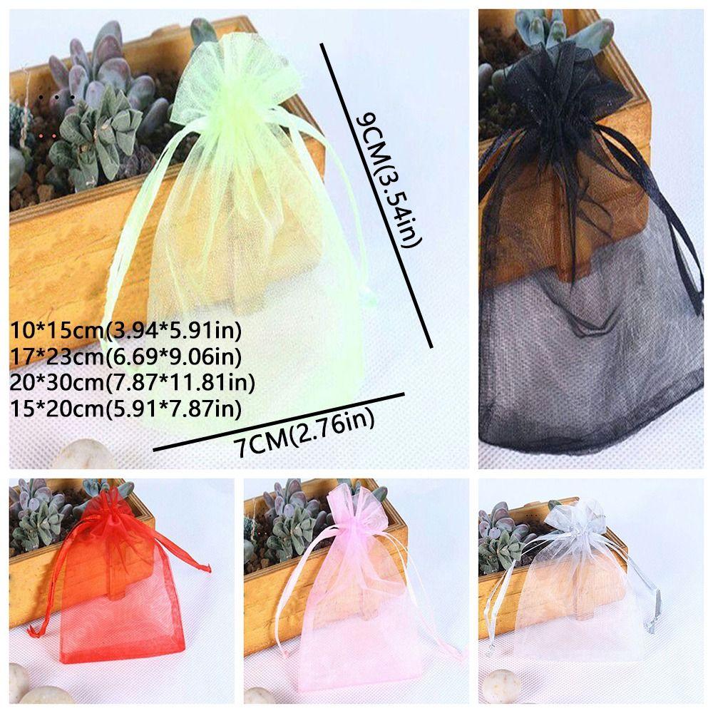 100Pcs with Drawstring Fruit Protection Bags Organza Anti-Bird Netting  Wedding Gift