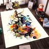 Colorful Artistic Guitar Watercolor Pattern Abstract Music Carpet Design Suitable for Use As an Anti-slip for Living Room Bedroom Sofas