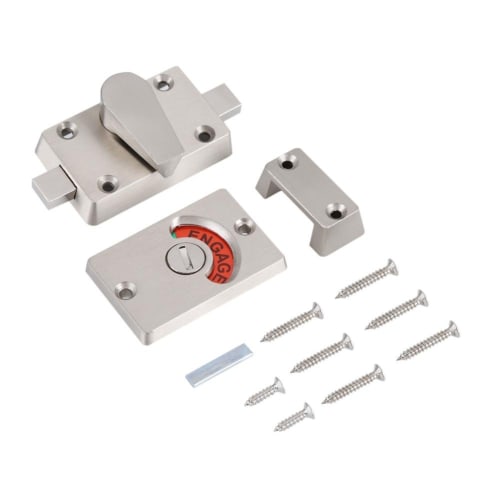 Stainless Steel Toilet Lock with Display, for Sliding Doors, Easy Installation, Silver
