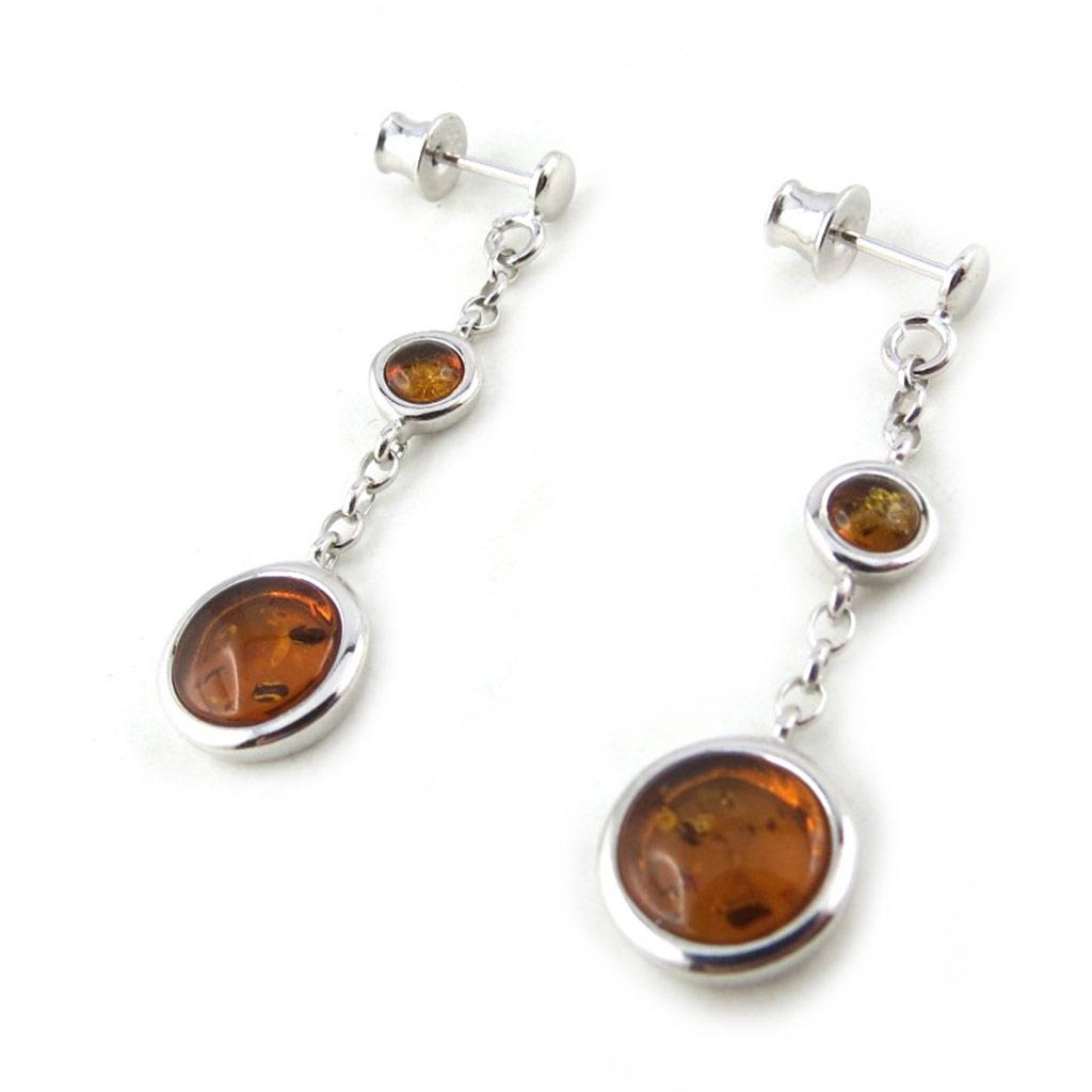 Les Trésors De Lily [N2161] - Ručně vyráběné stříbrné náušnice 'Inspirace' jantarové (rhodiované) - 38x11 mm