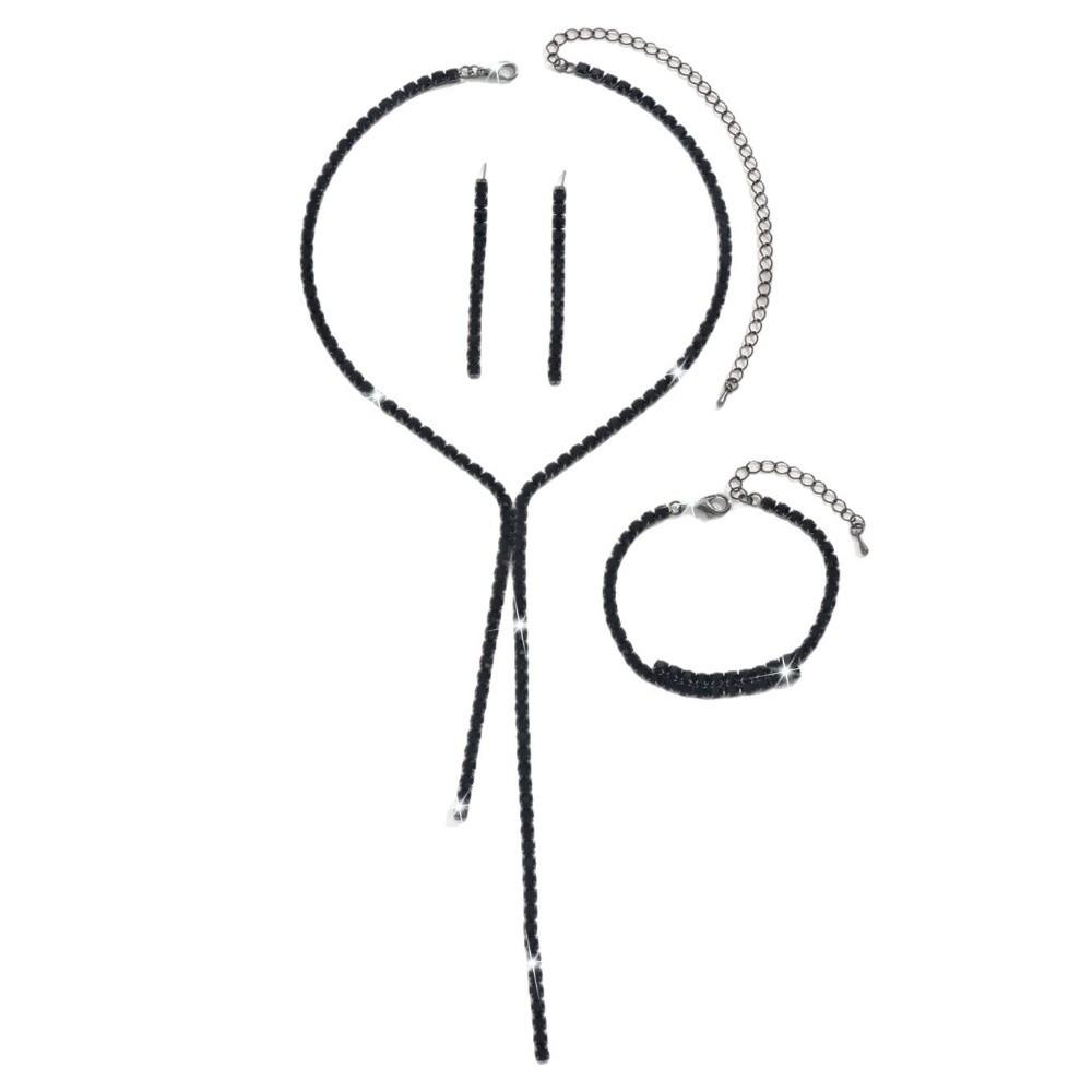 4 PC Sparkling Necklace Earrings Bracelet Jewelry Set Exquisite Crystal Necklace Set  Wedding Party