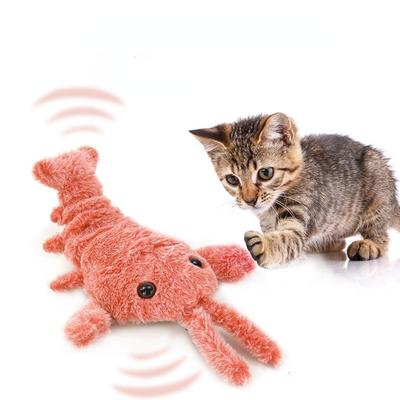 USB Electric Simulation Lobster Jumping Cat Toy Shrimp Moving Toy Charging Funny Plush Toys For Dog Cat Kids Stuffed Animal Toy