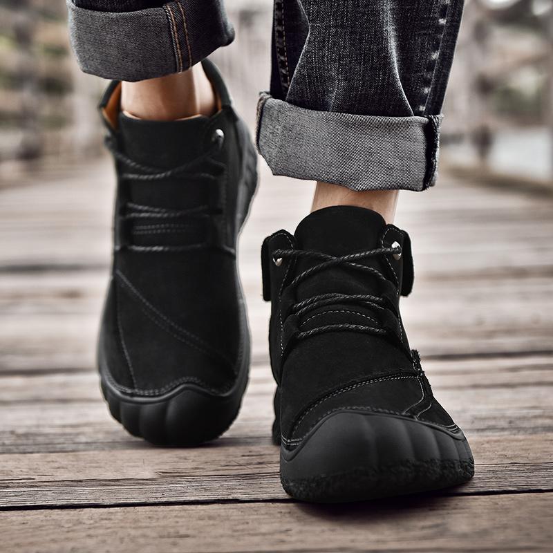 Male Comfortable High Top Hiking Shoe Men Winter Plush Snow Boots 2026 New Arrival Lace-Up Men's Ankle Boots Non-Slip Male Shoes