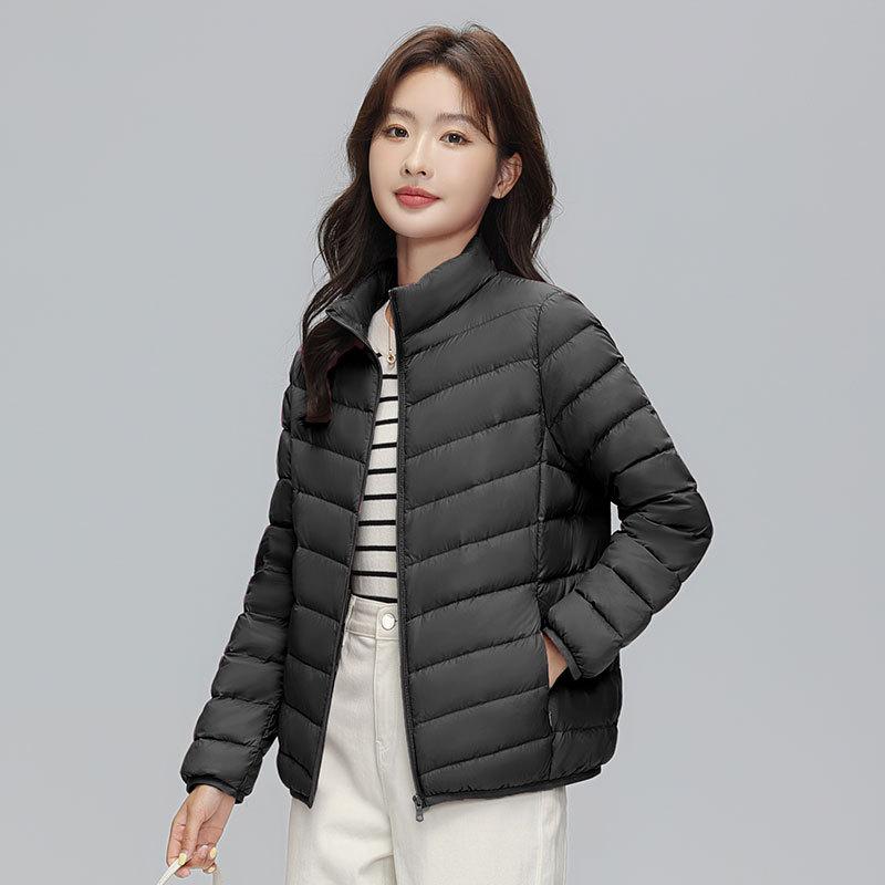 2024 autumn and winter new light and thin down jacket women's short 90 white duck down stand-up collar slim casual large size jacket tide