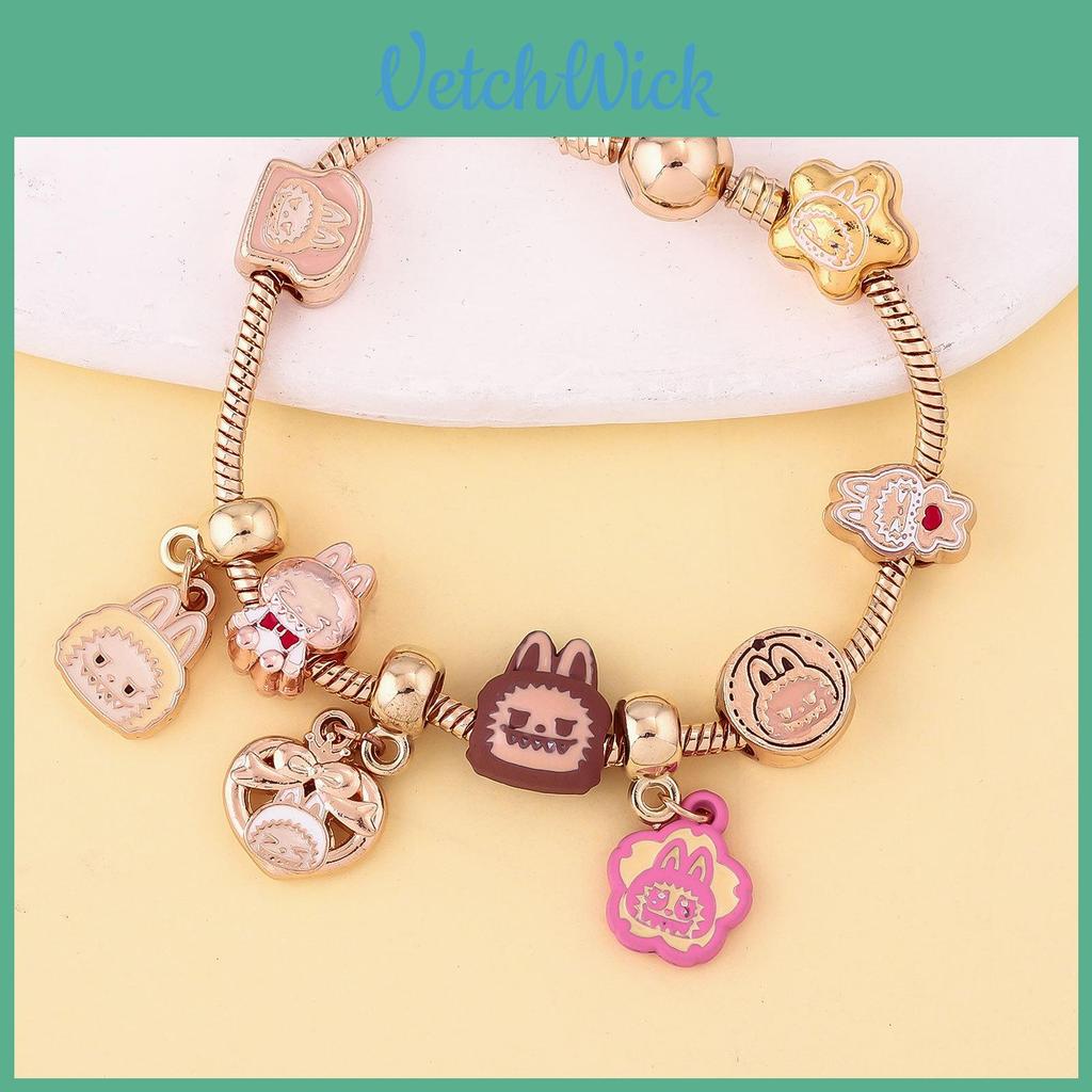 Set di Catene da Mano in Stile Cartone Animato Labubu con Perline in Lega Metallica per Personalizzazione e Regalo
