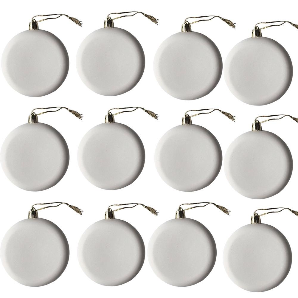 5/12PCS 8cm Christmas Blank White Ball Ornaments Painting DIY Christmas Tree Hanging Decorations with Golden Hanging Loop