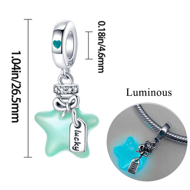 New Copper Charm Bead Charms Fireflies Stars Glowing Luminous Charm Bead Charms for Authentic Pendant Bracelets Do It Yourself Jewellery Gift