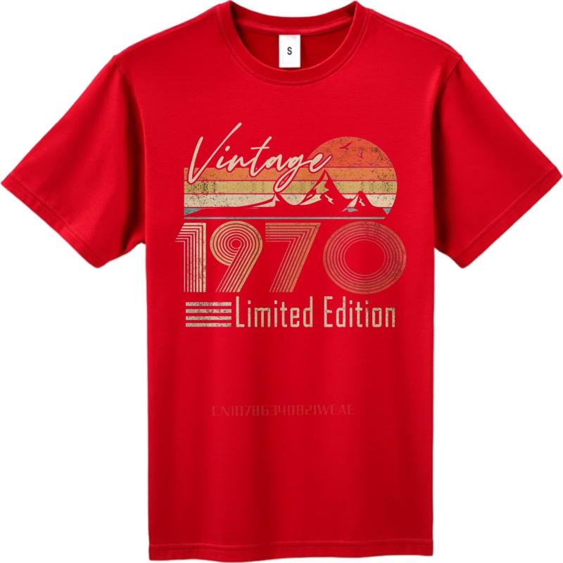 Plus Size Summer For Man Tshirt Vintage 1970 Limited Edition Mountain Sunset Short Sleeve Workout ONeck Top Tees