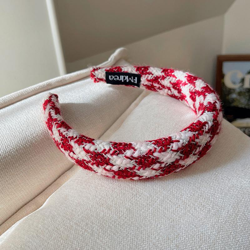 Pretty Merry Christmas Woman Red Wool Knitting Thick Sponge Padded Hairbands for Lady Girls Casual Party Holiday Headband