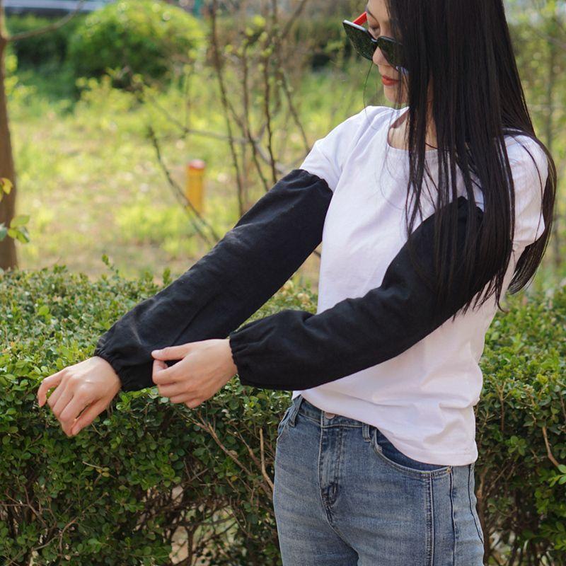 

Регулируемый эластичный чистый хлопок защита от солнца нарукавник для женщин свободные рукава для полных людей офисный анти-прохладный ветер велосипедный нарукавник Black XXL