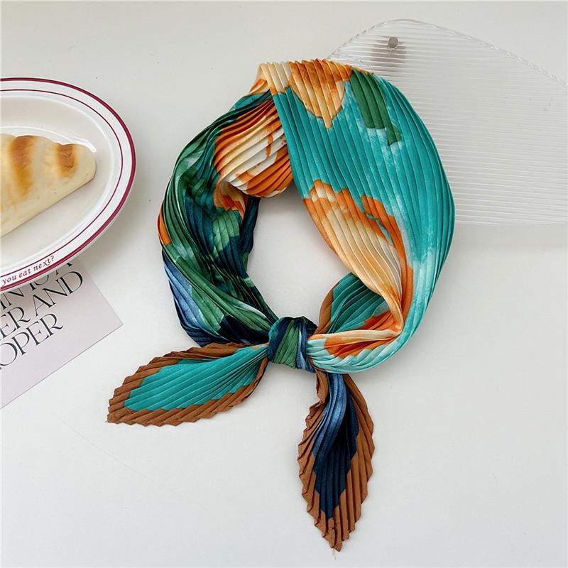 70cm Crumpled Scarf Kerchief Print Square Scarves Women DIY Hair Band Ribbon Headscarf Bandanas Headband Neck Wraps Neckerchief