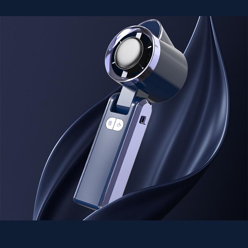 Foldable Portable Neck Hanging Fan with Digital Display and High-Speed Cooling Ice Pack