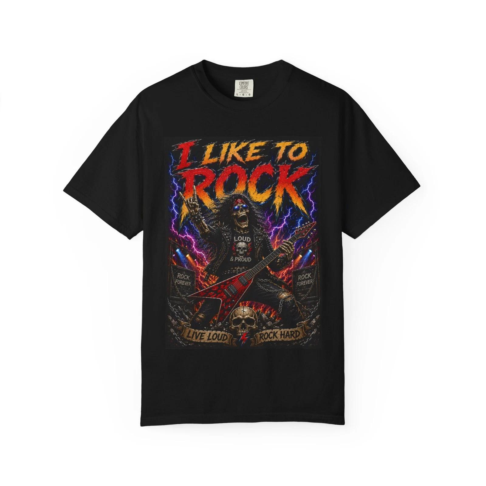 I Like to Rock T-shirt | Skeleton Guitar Graphic XXXXL
