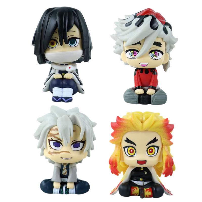 4pcs/set Anime Demon Slayer Action Figure Douma/Shinazugawa Sanemi/Rengoku Kyoujurou/Iguro Obanai Desktop Model Figure Toys Gift