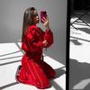 Samtstreifen Hoodie-Cardigan & Weitbeinige Hosen Zweiteiler für Damen