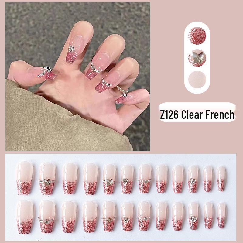 

Yuduo Clear French Flash Diamond Wearable Long False Nails