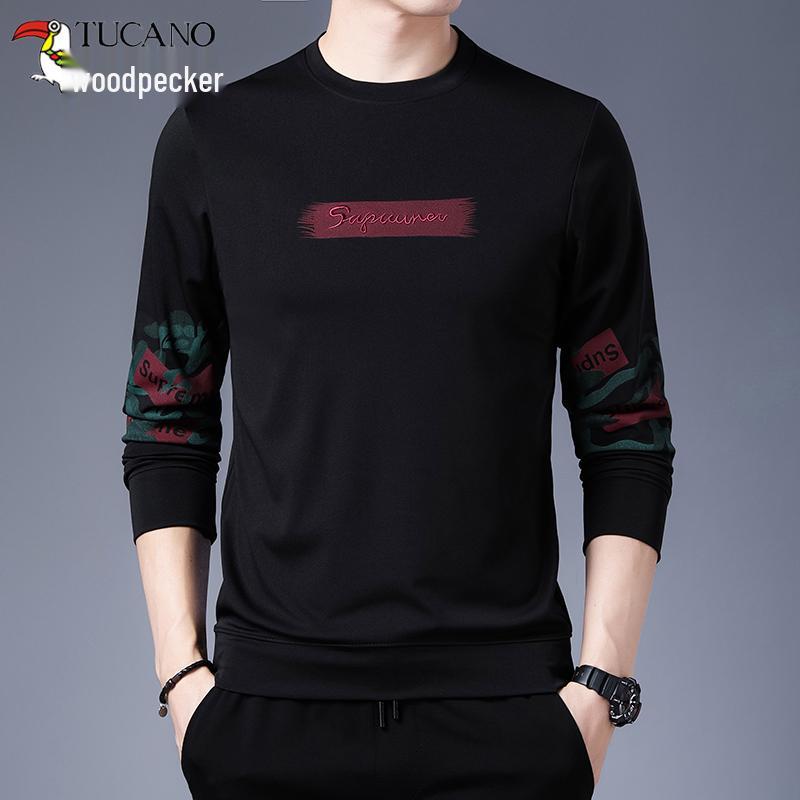Clearance: Woodpecker Spring/Autumn Men's Long-Sleeve Round Neck Cotton T-Shirt Base Layer