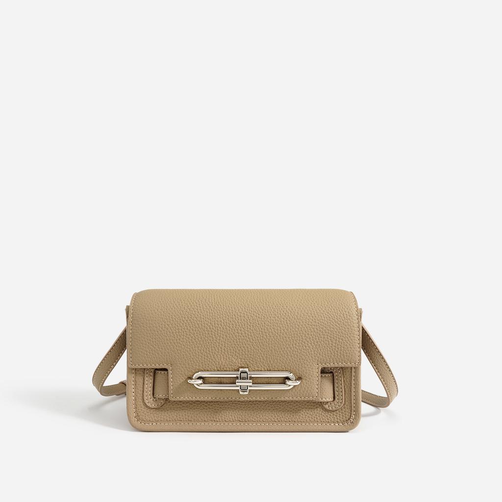 Niche Design Top-layer Leather Women's Bag Tofu Bag Pig Nose Small Square Bag Fashionable One-shoulder Crossbody Bag
