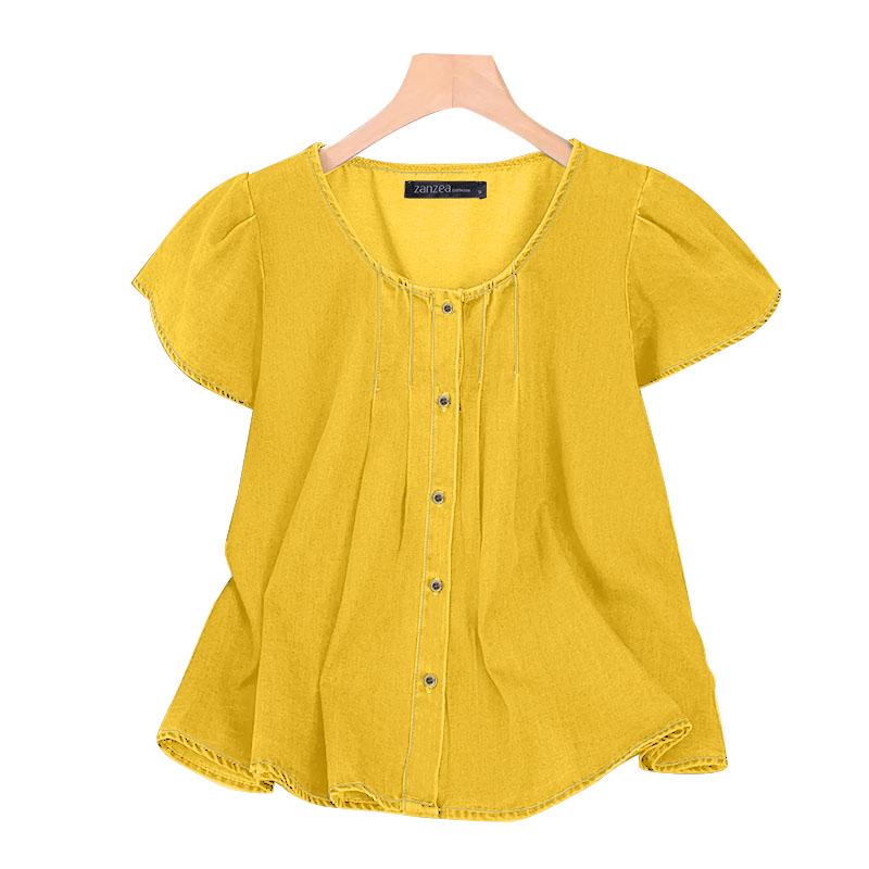 

ZANZEA Women Casual Round Neck Summer Short Sleeve T-Shirts жёлтый