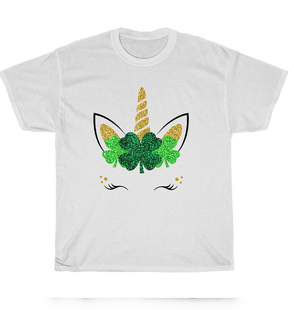 

Unicorn Face St Patrick s Day Shamrock Unicorn Lover T-Shirt Unisex Tee Gift NEW 2XL