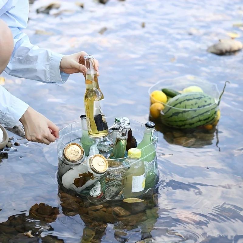 1pc Foldable Camping Sink - Portable Foldable Basin, Transparent Fishing Bucket