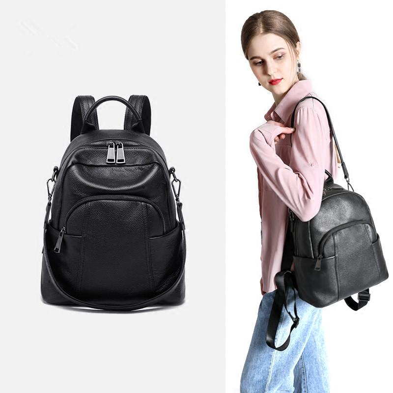 Rucksack Rucksack Echtes Leder Stilvolle Reisetasche für Damen