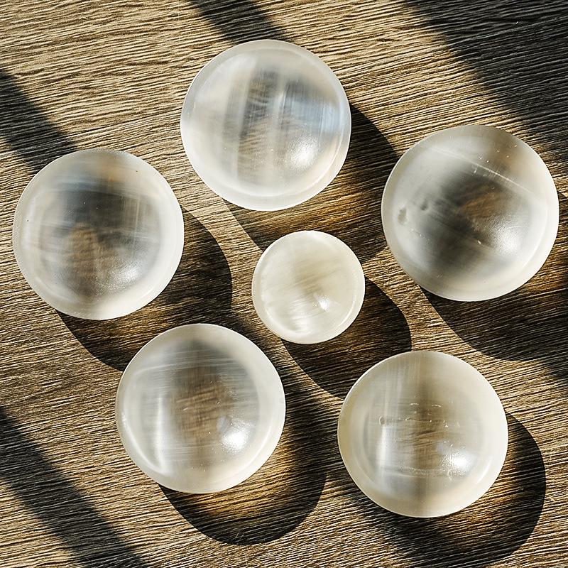 Marokkanische Selenit Runde Schale: Gipsstein Armband Aufbewahrung und Entmagnetisierungsornament