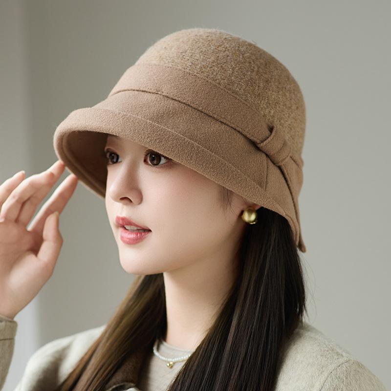 Middle-aged and Elderly Fashion Basin Hat Women's Autumn and Winter Elegant Warm Top Hat New Fashion Bucket Hat