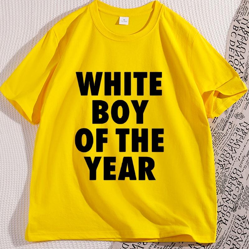 WHITE BOY OF THE YEAR T Shirt Casual Cotton Short Sleeve Oversized Tshirt Streetwear Classic Loose Tees High Quality Clothing