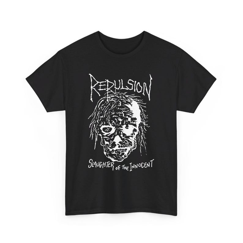 

230 Gsm 100% Cotton Repulsion Tee Shirt Unisex Grindcore 6 Colorways XXS чорний