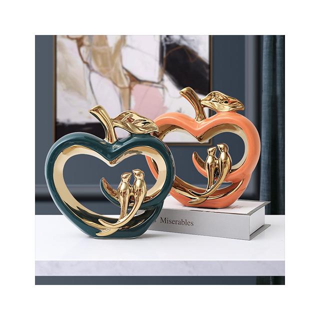 Light Luxury Ceramic Apple for Love Bird Ornament Wine Cabinet TV Cabinet Home Decorations