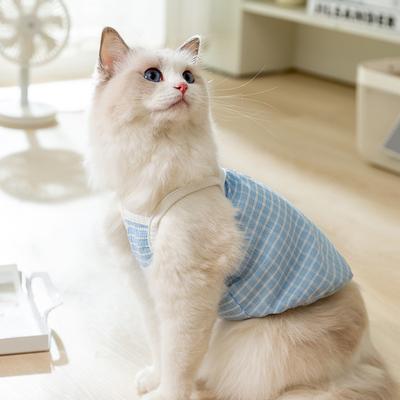 Frühling und Sommer Dünn Atmungsaktiv Bonbonfarbe Gestreift Zweibeinig Sling Hund Welpe Kätzchen Teddy Haustier Katze Kleidung
