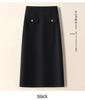 Women's High-Waisted Gray Wool Bodycon Skirt - Autumn/Winter 2024 A-Line Retro Mid-Length Skirt