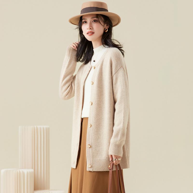 Thick Up! Yak Wool+rabbit Fur Round Neck Solid Color Knitted Women's Autumn and Winter Mid To Long Versatile Wool Sweater