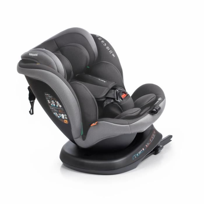 Siège auto - BABYAUTO - RODIA - Groupe 0/1/2/3 - 40 / 150 cm - I-Size Plus - Isofix - Pivotant - Inclinable - Réducteur - Gris