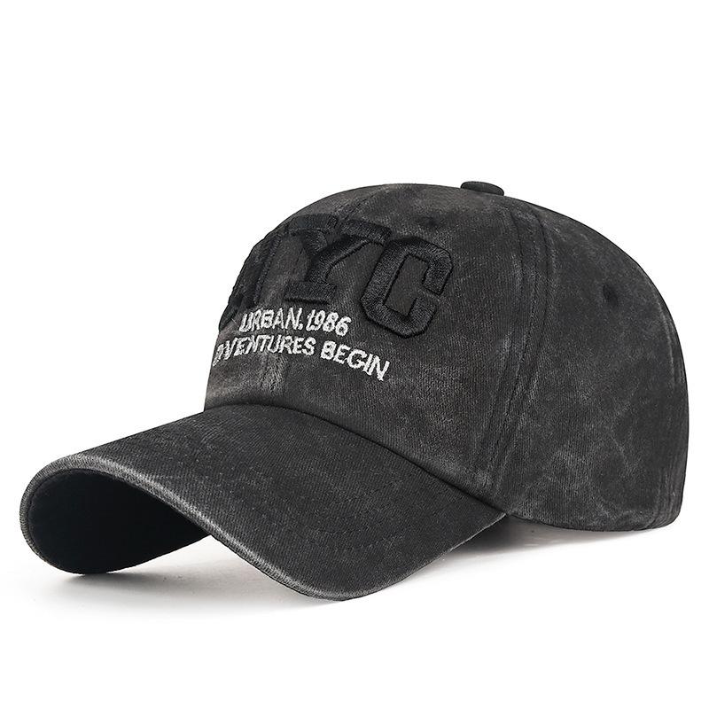 Vintage Washed Cotton Baseball Cap Men NYC Letter Embroidery Dad Hat Women Retro Distressed Streetwear Casquette